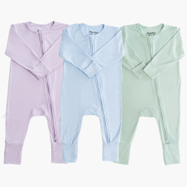 3 Piece Set - Pastel Zippered Sleepsuit 